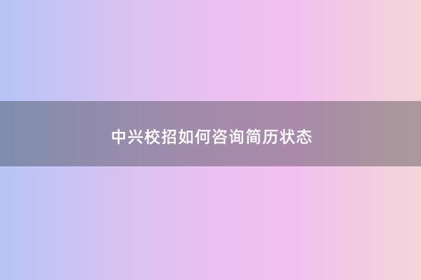 中兴校招如何咨询简历状态